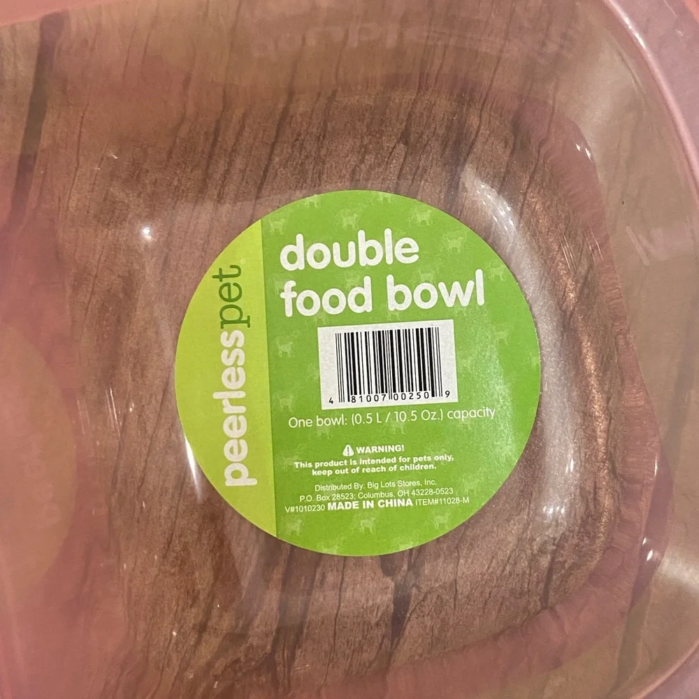 Double Food Bowl- Pink- NWT